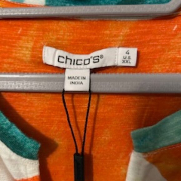 Chico's Watercolor Tee Blood Orange size 4 (20) NWT - Picture 3 of 5